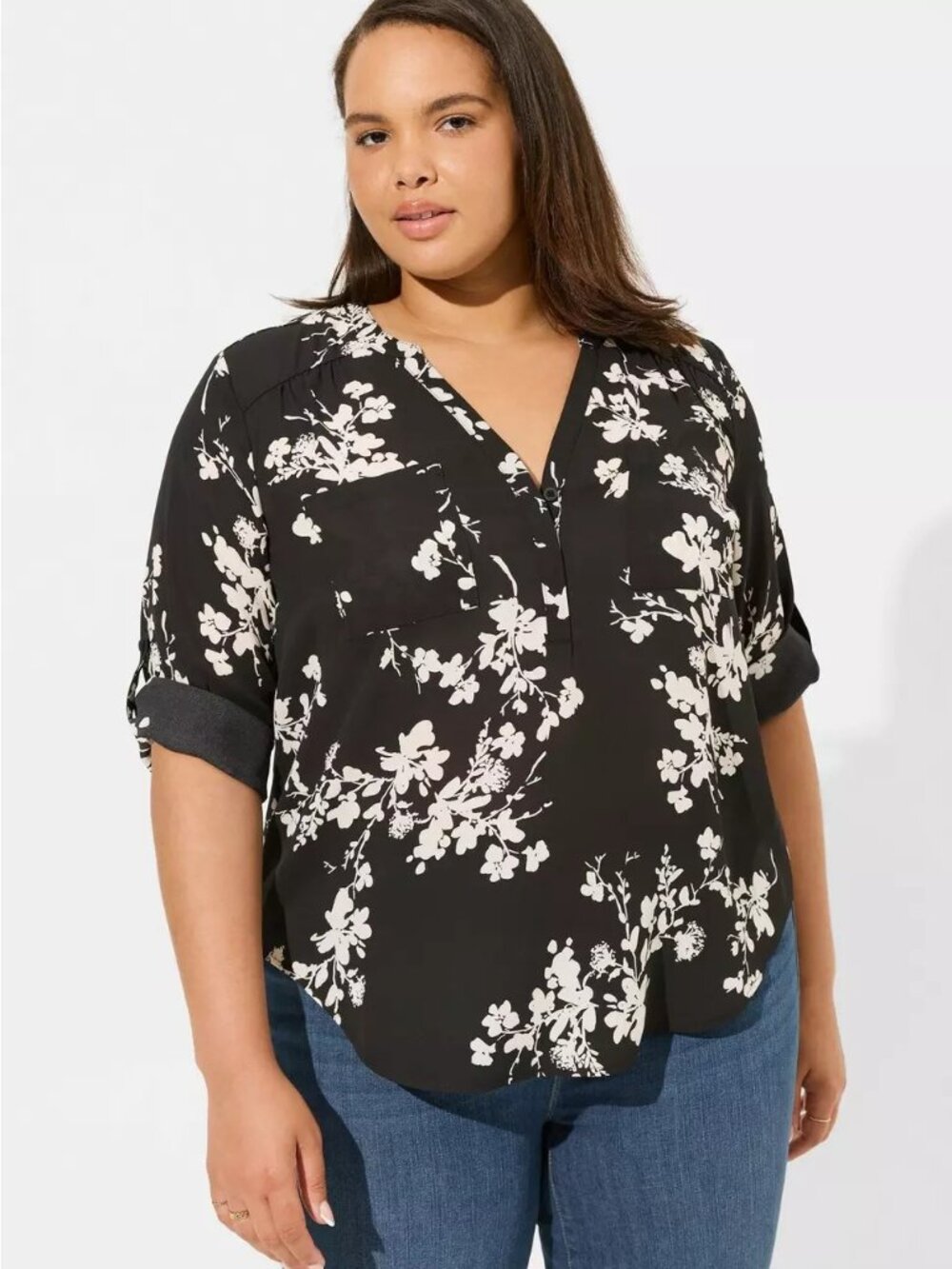 TORRID Harper 3/4 Sleeve Pullover Blouse Size 1